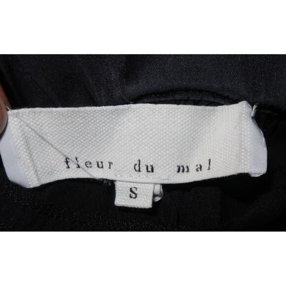 Fleur Du Mal Washable Black Silk Dress Pants Pajama High Waist Tuxedo Stretch S - Picture 11 of 14